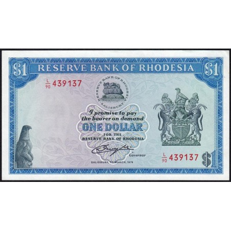 Rhodésie - Pick 34a - 1 dollar - Série L/90 - 01/03/1976 - Etat : SPL+