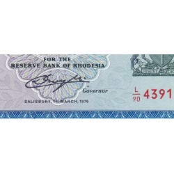 Rhodésie - Pick 34a - 1 dollar - Série L/90 - 01/03/1976 - Etat : SPL+
