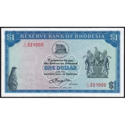 Rhodésie - Pick 34c - 1 dollar - Série L/111 - 18/04/1978 - Etat : SUP à SUP+