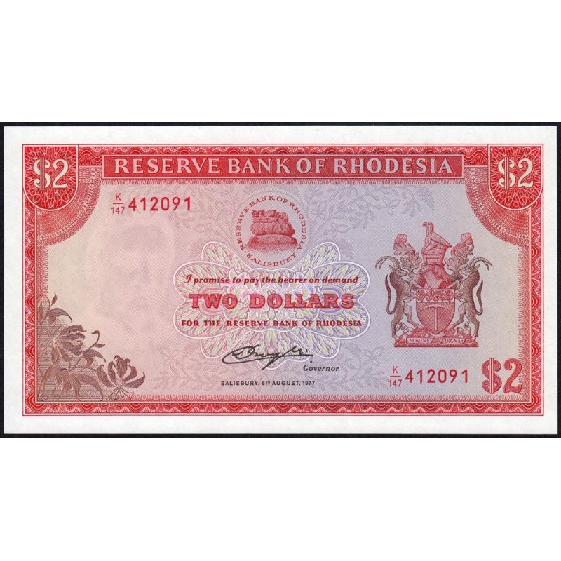 Rhodésie - Pick 35c - 2 dollars - Série K/147 - 20/01/1975 - Etat : NEUF