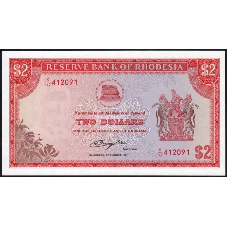 Rhodésie - Pick 35c - 2 dollars - Série K/147 - 20/01/1975 - Etat : NEUF