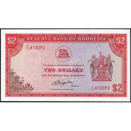 Rhodésie - Pick 35c - 2 dollars - Série K/147 - 20/01/1975 - Etat : NEUF