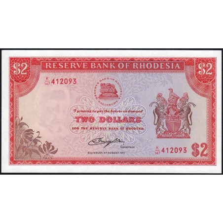 Rhodésie - Pick 35c - 2 dollars - Série K/147 - 20/01/1975 - Etat : NEUF