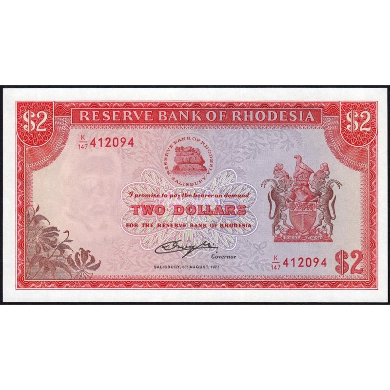 Rhodésie - Pick 35c - 2 dollars - Série K/147 - 20/01/1975 - Etat : NEUF