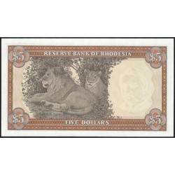 Rhodésie - Pick 36b - 5 dollars - Série M/15 - 20/10/1978 - Etat : NEUF
