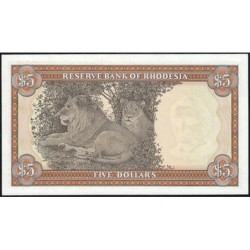 Rhodésie - Pick 36b - 5 dollars - Série M/15 - 20/10/1978 - Etat : NEUF