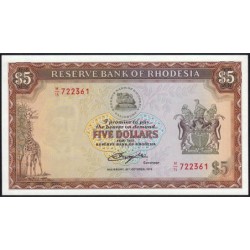 Rhodésie - Pick 36b - 5 dollars - Série M/15 - 20/10/1978 - Etat : NEUF