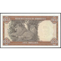 Rhodésie - Pick 36b - 5 dollars - Série M/15 - 20/10/1978 - Etat : NEUF