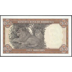 Rhodésie - Pick 36b - 5 dollars - Série M/19 - 20/10/1978 - Etat : NEUF
