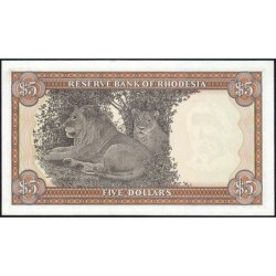 Rhodésie - Pick 36b - 5 dollars - Série M/19 - 20/10/1978 - Etat : NEUF
