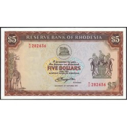 Rhodésie - Pick 36b - 5 dollars - Série M/19 - 20/10/1978 - Etat : NEUF