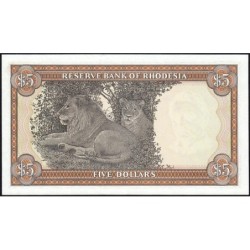 Rhodésie - Pick 36b - 5 dollars - Série M/19 - 20/10/1978 - Etat : NEUF