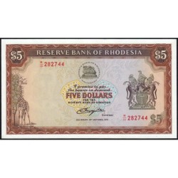 Rhodésie - Pick 36b - 5 dollars - Série M/19 - 20/10/1978 - Etat : NEUF