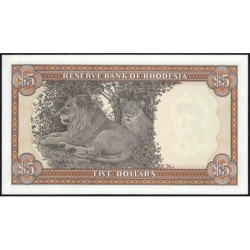 Rhodésie - Pick 36b - 5 dollars - Série M/19 - 20/10/1978 - Etat : NEUF