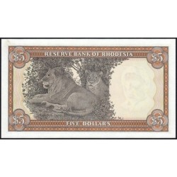 Rhodésie - Pick 36b - 5 dollars - Série M/19 - 20/10/1978 - Etat : NEUF