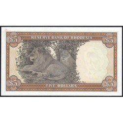 Rhodésie - Pick 36b - 5 dollars - Série M/19 - 20/10/1978 - Etat : NEUF