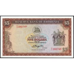 Rhodésie - Pick 36b - 5 dollars - Série M/19 - 20/10/1978 - Etat : NEUF
