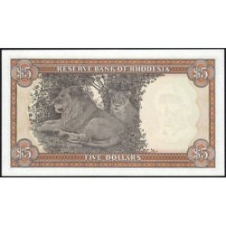 Rhodésie - Pick 36b - 5 dollars - Série M/19 - 20/10/1978 - Etat : NEUF