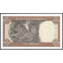 Rhodésie - Pick 36b - 5 dollars - Série M/19 - 20/10/1978 - Etat : NEUF
