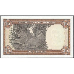 Rhodésie - Pick 36b - 5 dollars - Série M/19 - 20/10/1978 - Etat : NEUF
