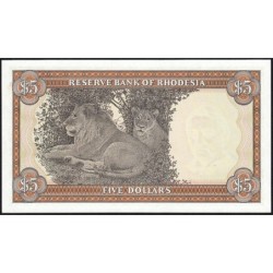 Rhodésie - Pick 36b - 5 dollars - Série M/19 - 20/10/1978 - Etat : NEUF