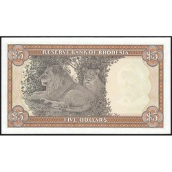 Rhodésie - Pick 36b - 5 dollars - Série M/19 - 20/10/1978 - Etat : NEUF