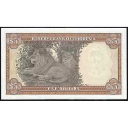 Rhodésie - Pick 36b - 5 dollars - Série M/19 - 20/10/1978 - Etat : NEUF