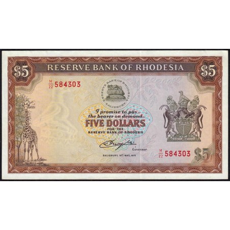 Rhodésie - Pick 40 - 5 dollars - Série M/22 - 15/05/1979 - Etat : SUP+