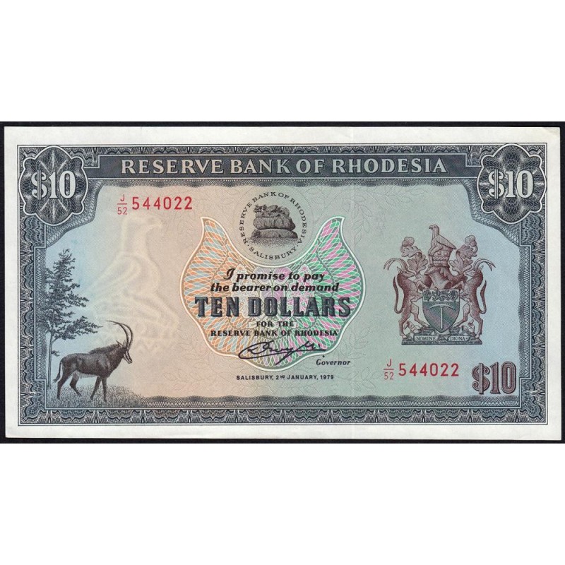 Rhodésie - Pick 41 - 10 dollars - Série J/52 - 02/01/1979 - Etat : SPL+