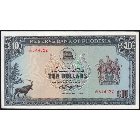 Rhodésie - Pick 41 - 10 dollars - Série J/52 - 02/01/1979 - Etat : SPL+
