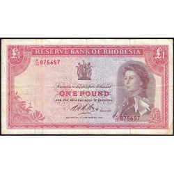 Rhodésie - Pick 28c - 1 pound - Série K/23 - 01/09/1967 - Etat : TB-
