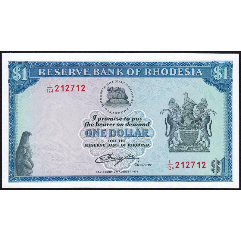 Rhodésie - Pick 38 - 1 dollar - Série L/124 - 02/08/1979 - Etat : NEUF