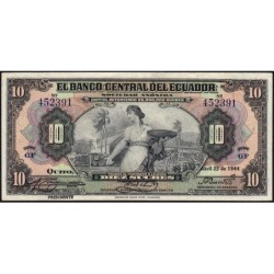 Equateur - Pick 92a - 10 sucres - Série GF - 25/04/1944 - Etat : TTB+