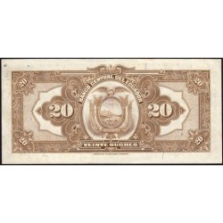 Equateur - Pick 93c - 20 sucres - Série HD - 25/11/1941 - Etat : TTB+ à SUP