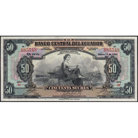 Equateur - Pick 94a - 50 sucres - Série II - 19/03/1943 - Etat : NEUF