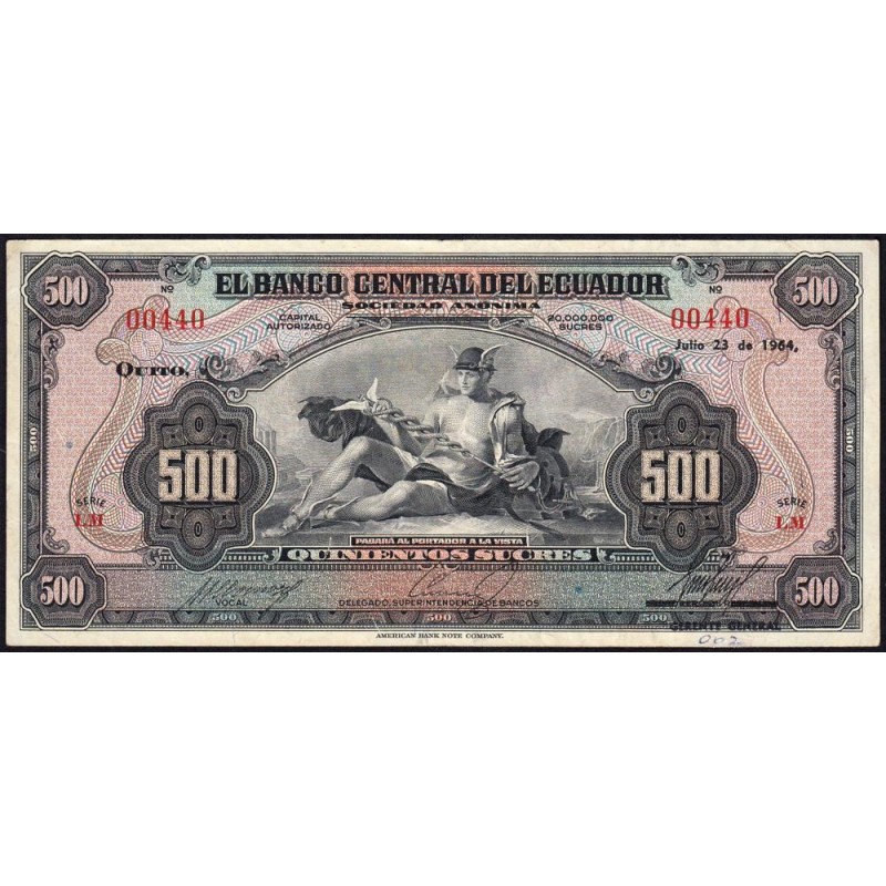 Equateur - Pick 96d - 500 sucres - Série LM - 23/07/1964 - Etat : TTB