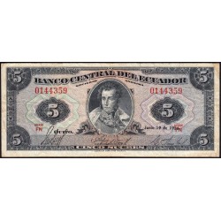 Equateur - Pick 100a_1 - 5 sucres - Série FN - 19/06/1956 - Etat : TB