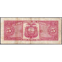 Equateur - Pick 100a_1 - 5 sucres - Série FN - 19/06/1956 - Etat : TB