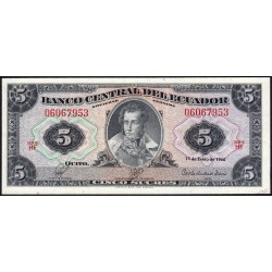 Equateur - Pick 100c_2 - 5 sucres - Série HF - 01/01/1966 - Etat : TTB+