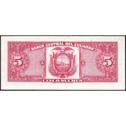 Equateur - Pick 100c_2 - 5 sucres - Série HF - 01/01/1966 - Etat : TTB+