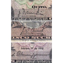 Equateur - Pick 100d_1b - 5 sucres - Série HJ - 27/02/1970 - Etat : TB-