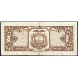 Equateur - Pick 102a_1 - 20 sucres - Série HU - 28/02/1950 - Etat : TB