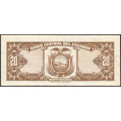Equateur - Pick 102a_21 - 20 sucres - Série JQ - 28/07/1960 - Etat : TTB