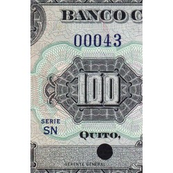 Equateur - Pick 105s - 100 sucres - Série SN - 1959 - Spécimen - Etat : SPL