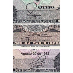 Equateur - Pick 108b_1b - 5 sucres - Série HV - 29/09/1982 - Etat : NEUF