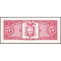 Equateur - Pick 108b_1c - 5 sucres - Série HW - 29/09/1982 - Etat : NEUF