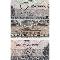 Equateur - Pick 108b_2b - 5 sucres - Série HX - 20/04/1983 - Etat : pr.NEUF