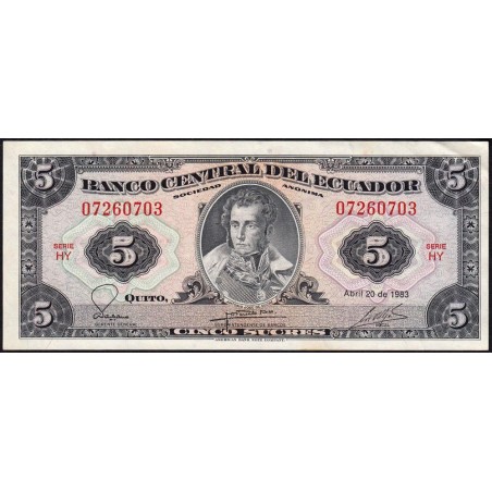 Equateur - Pick 108b_2c - 5 sucres - Série HY - 20/04/1983 - Etat : SUP