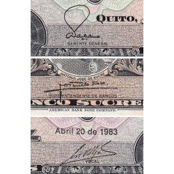 Equateur - Pick 108b_2c - 5 sucres - Série HY - 20/04/1983 - Etat : SUP