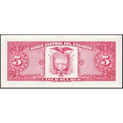 Equateur - Pick 108b_2d - 5 sucres - Série HY - 20/04/1983 - Etat : NEUF